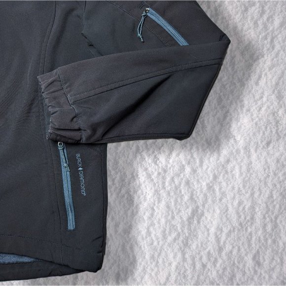 Black Diamond Softshell Jacket Double Diamond Hood Lined Fleece Plush sz S - Picture 4 of 11